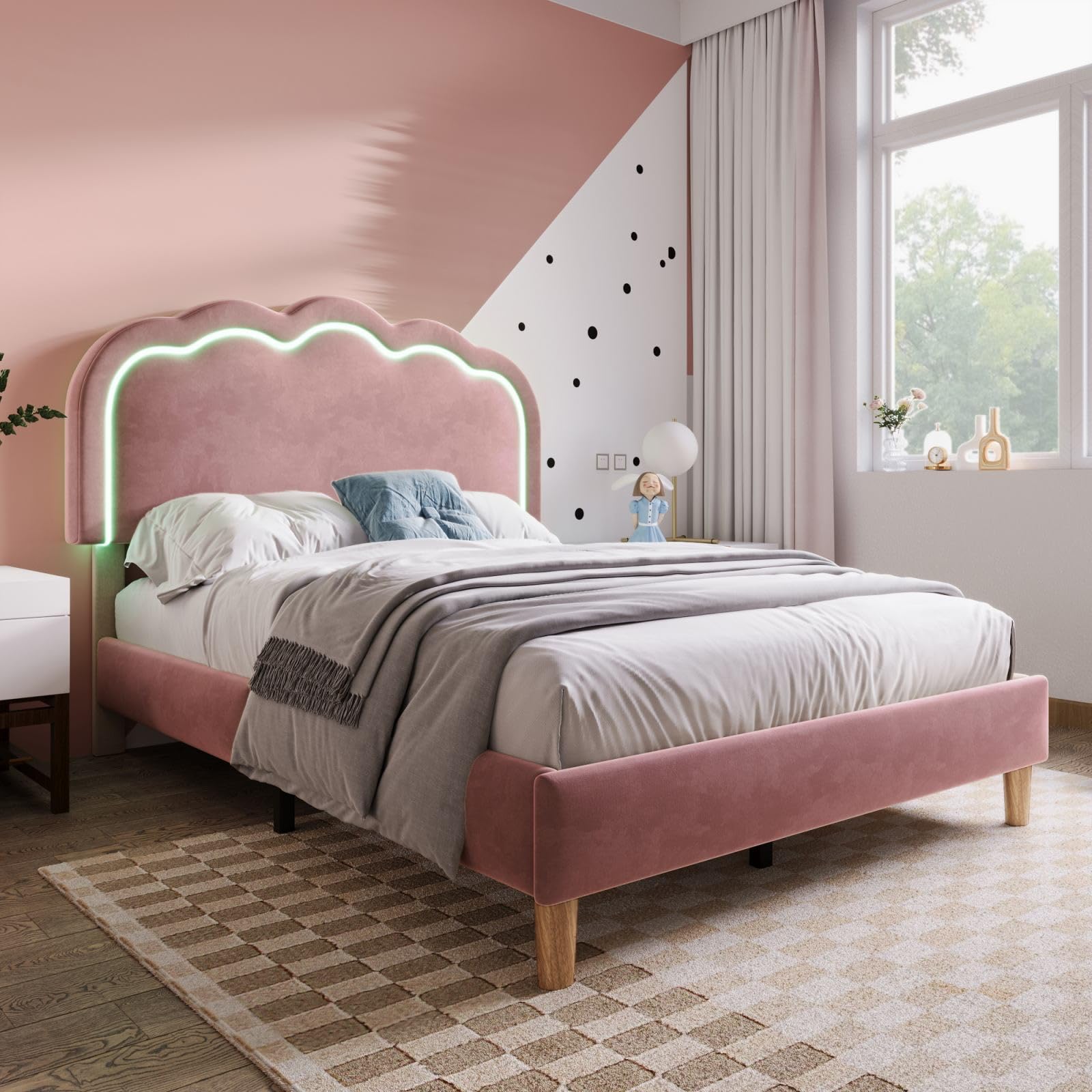 NNJN Gestoffeerd bed, 90 x 200 cm, uittrekbaar slaapbank, multifunctioneel bed met lattenbodem, jeugdbedden, kinderbedden, logeerbedden, fluwelen stof (grijs) (zonder matras NNJN Gestoffeerd bed, 90 x 200 cm, uittrekbaar slaapbank, multifunctioneel bed met lattenbodem, jeugdbedden, kinderbedden, logeerbedden, fluwelen stof (grijs) (zonder matras