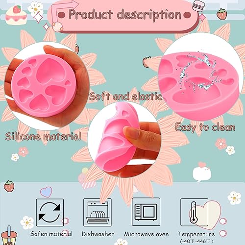 Miniatura 7 de ICNYEKl 2 moldes de silicona de chocolate para el día de San Valentín, mini moldes de fondant para decoración de tartas de corazón, para bodas, día