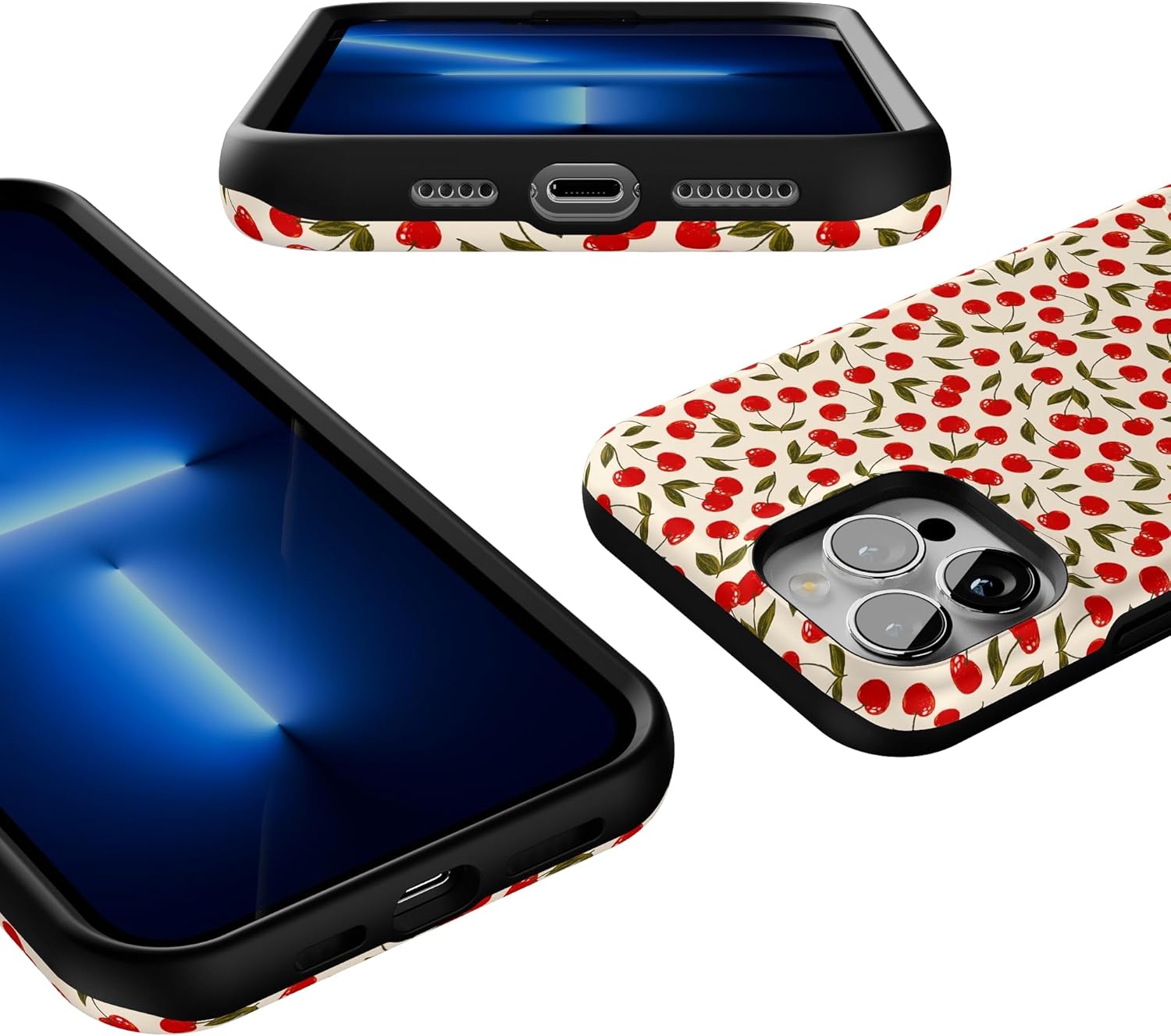 Casely iPhone 13 Pro Max Case | Cherry on Top | Red Cherries | Bold Protective Design | Compatible with MagSafe