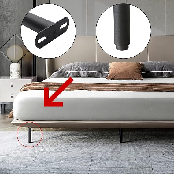 2Pcs 7-13inch Adjustable Bed Legs, Black Metal furniture legs | Stainless steel sofa legs, non-slip, scratch-resistant, height adjustable, sturdy, no noise, for bed, cabinet, furniture