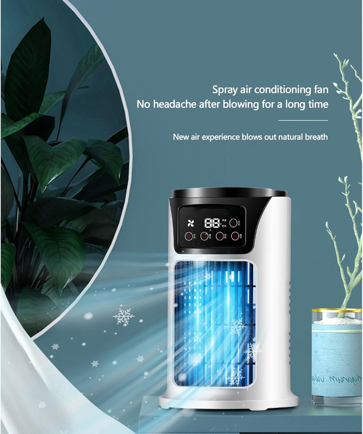 Small Air Conditioner, White, Tabletop, Silent Operation, Water Spray Cooling, Simple Controls, Residential Use