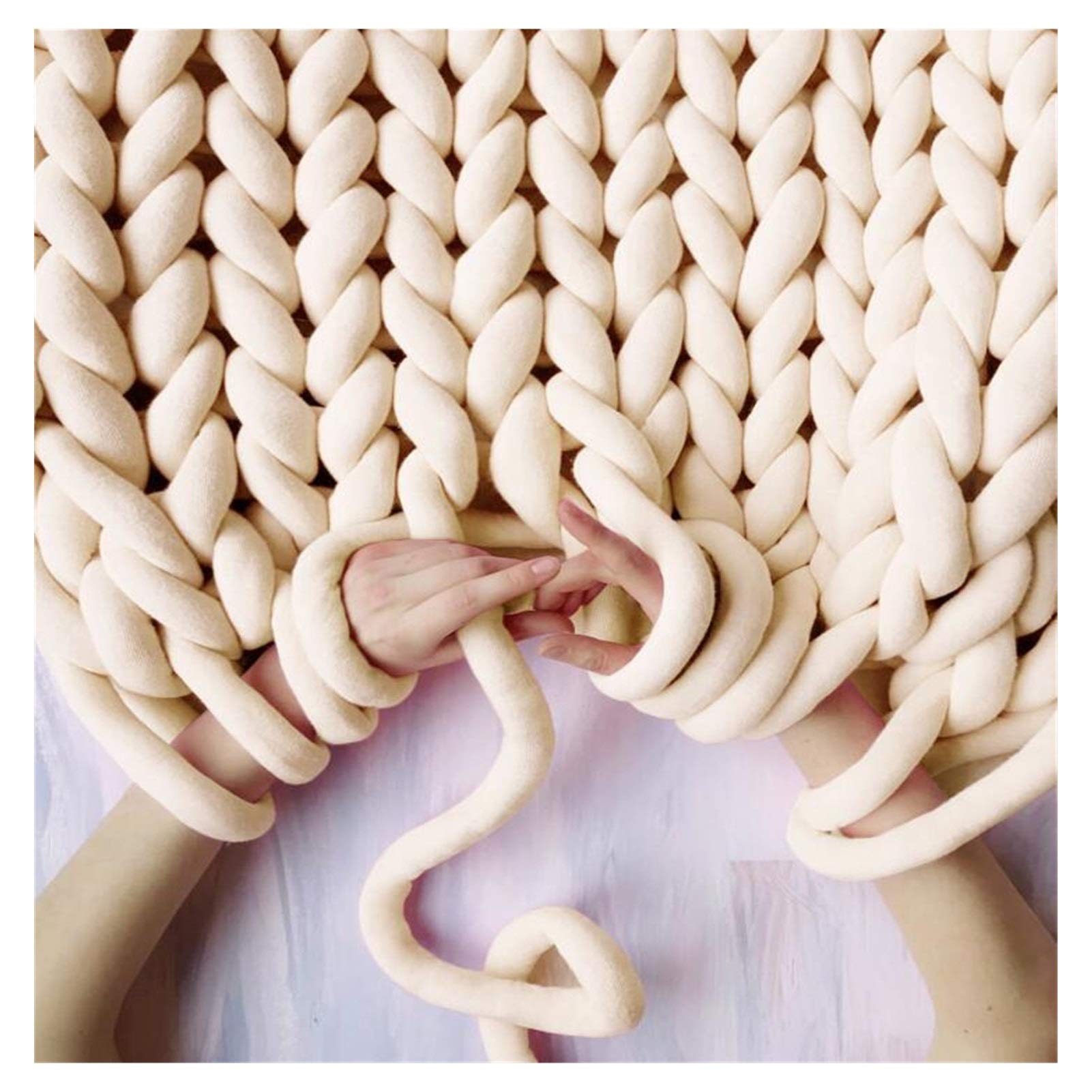 Gruba włóczka w rurkach Gruba przędza do robótek ręcznych 1000g Gruby, wielokolorowy koc z dzianiny wędrownej 60m(Beige)