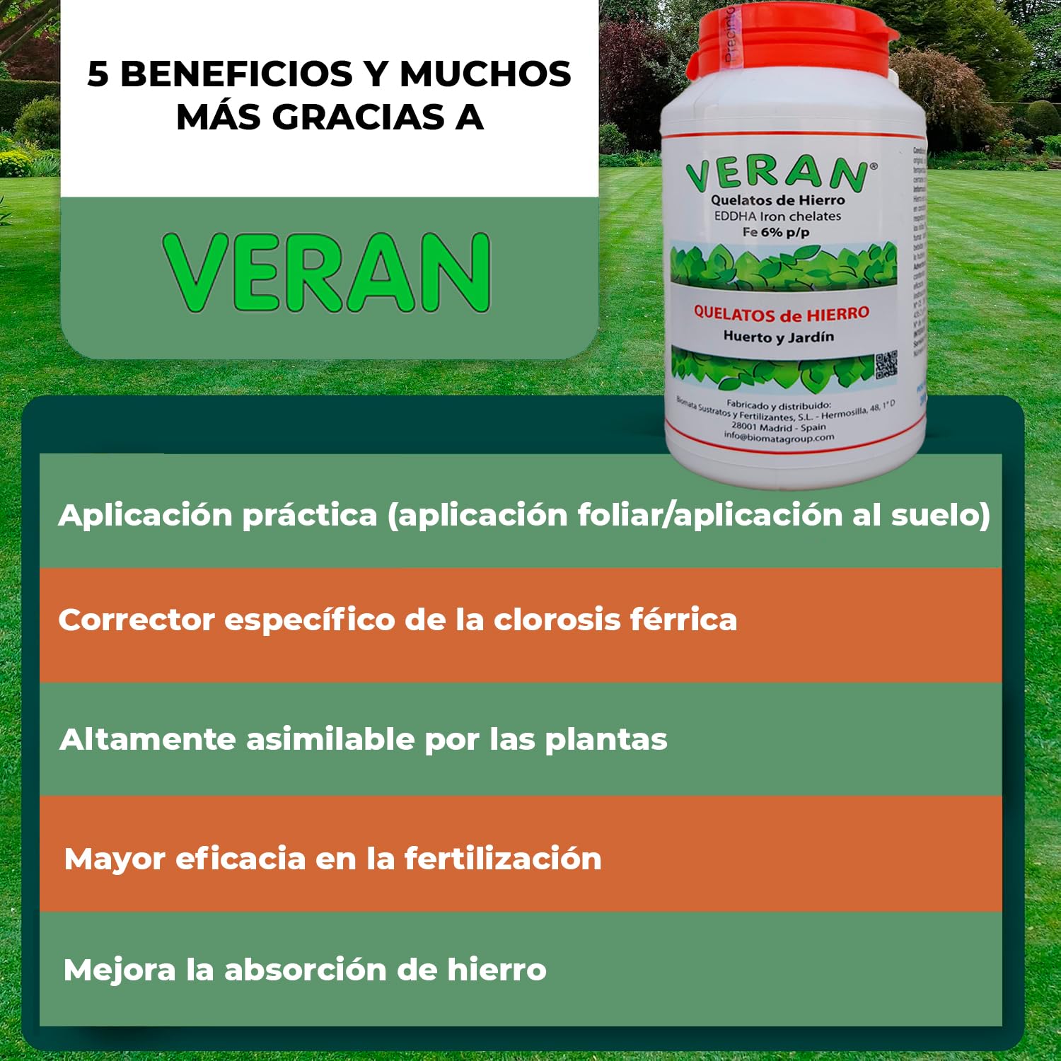 VERAN Quelatos de Hierro 200g | Aporte de Hierro Biocompatible para Plantas | Reverdeciente de Plantas Terrestres y de Acuario | Abono Quelato de Hierro Contra la Clorosis Férrica 100% Soluble en Agua