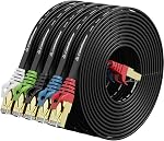 Cat8 Câble Ethernet noir 1ft 5Pack avec connecteurs colorés, haute vitesse 2000MHz 40Gbps LAN Cord, RJ45 Chat 8 Câble à patch plat pour PC/PS5/Router/Xbox/Modem