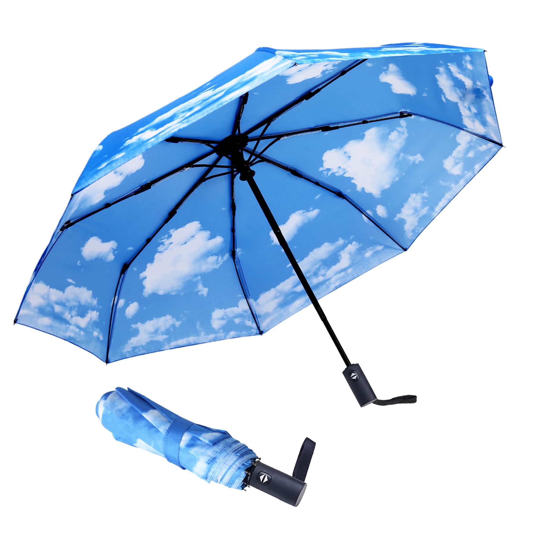 Travel Essentials Umbrella Windproof Compact Collapsible Light, Automatic, Strong and Portable, Wind Resistant Folding Small Umbrella for Rain