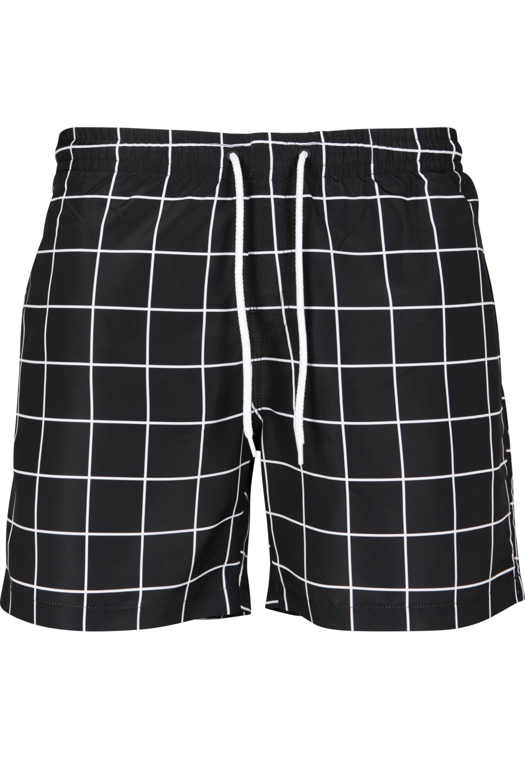 Urban Classics Men's Black/White Check Swim Shorts, ( 00826), M
