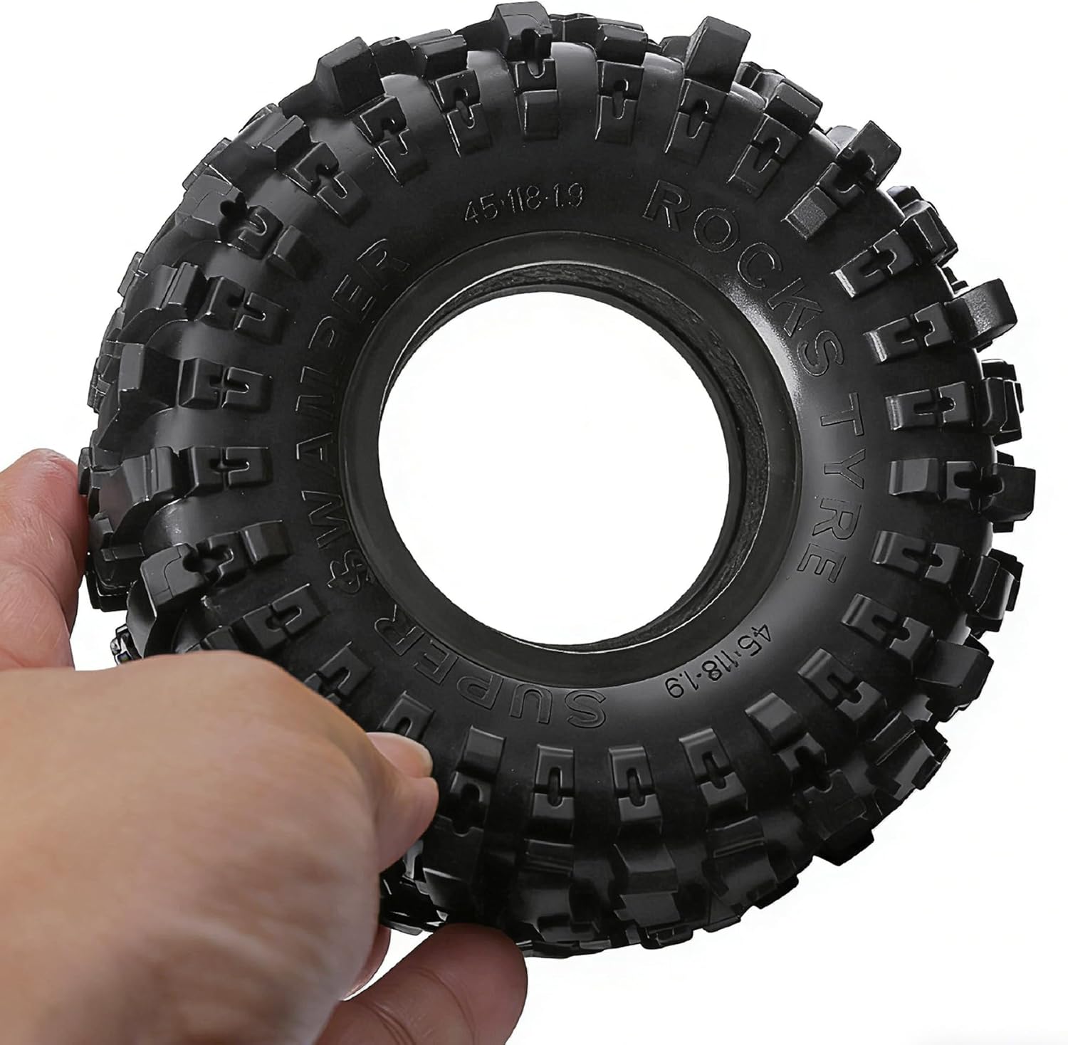STMU 1.9in" RC Soft Rubber Mud Tyres 118mm For 1/10 Scale Electric RC Rock Crawler, 4WD Shaft Driven RC Truck Redcat Racing Everest 10 Redcat Ascent Fusion Traxxas TRX4 Axial SCX10 (TIRES)