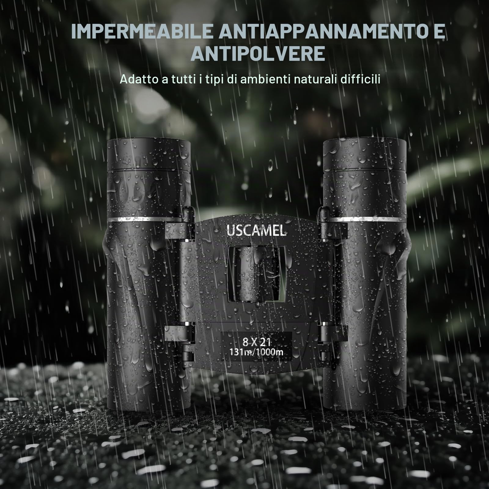 USCAMEL Binocolo Professionale Compatto, 8x21 Mini Binocolo, Alta Potenza Alta Definizione per Bird Watching, Escursionismo, Campeggio Caccia, Viaggio, Sportivi, Concerti
