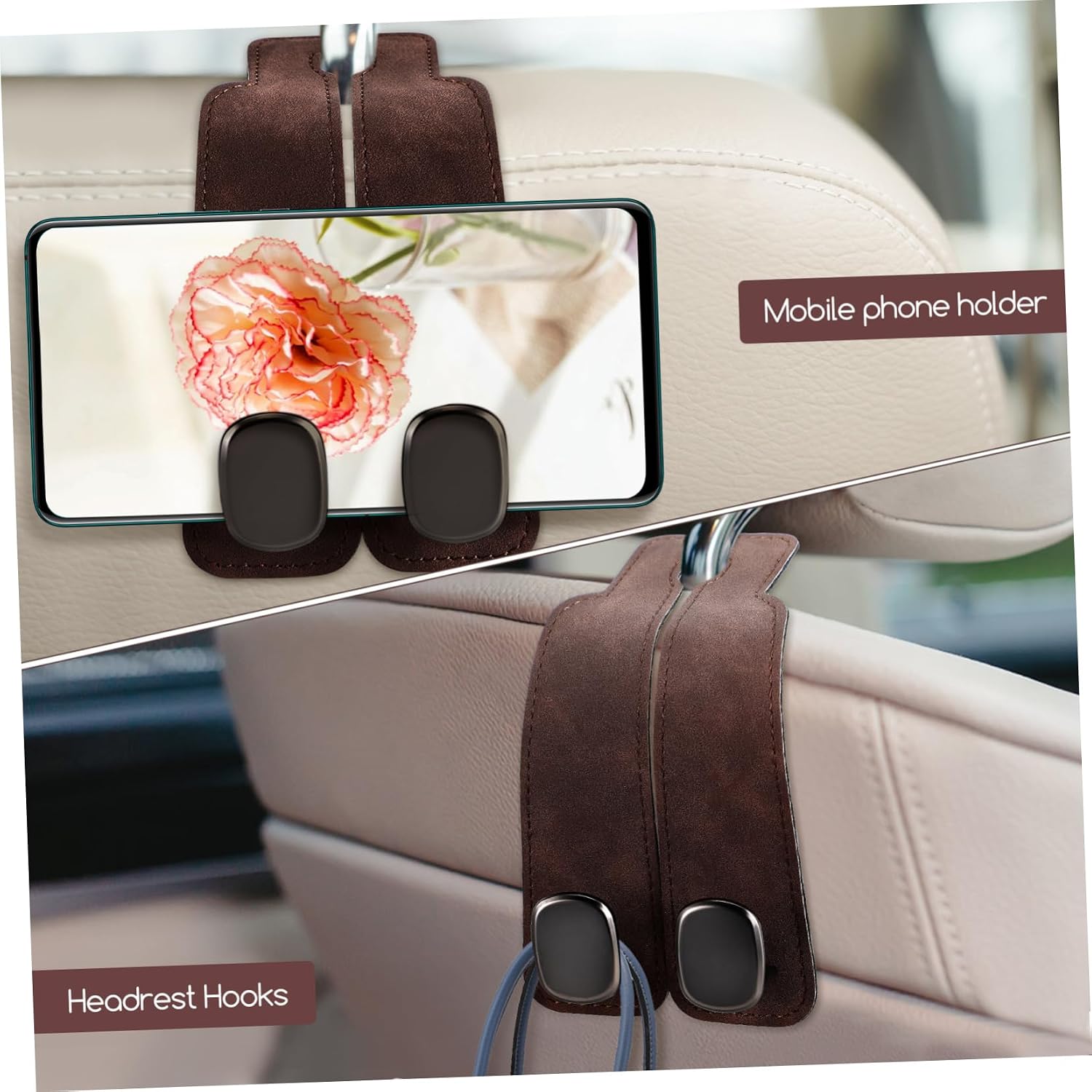 2pcs Car Purse Hanger Hook for Headrest Stylish Organizer for Bags Purses Groceries Easy Installation Fit for Vehicles