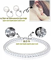 Vista 7 de AQX Old Lady Costume Wig for Girls, 100th Day of School Granny Wig Dress Up 19 Set