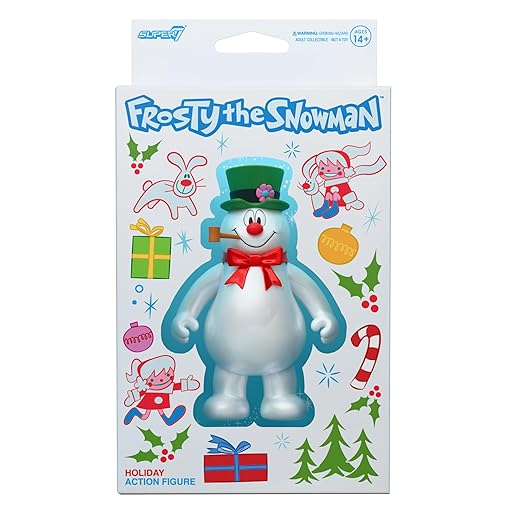 Super7 Reaction Figure Frosty The Snowman (Candy Box Inspired) - 3.75" Frosty The Snowman Action Figure with Accessory - Classic TV Collectibles and Retro Toys