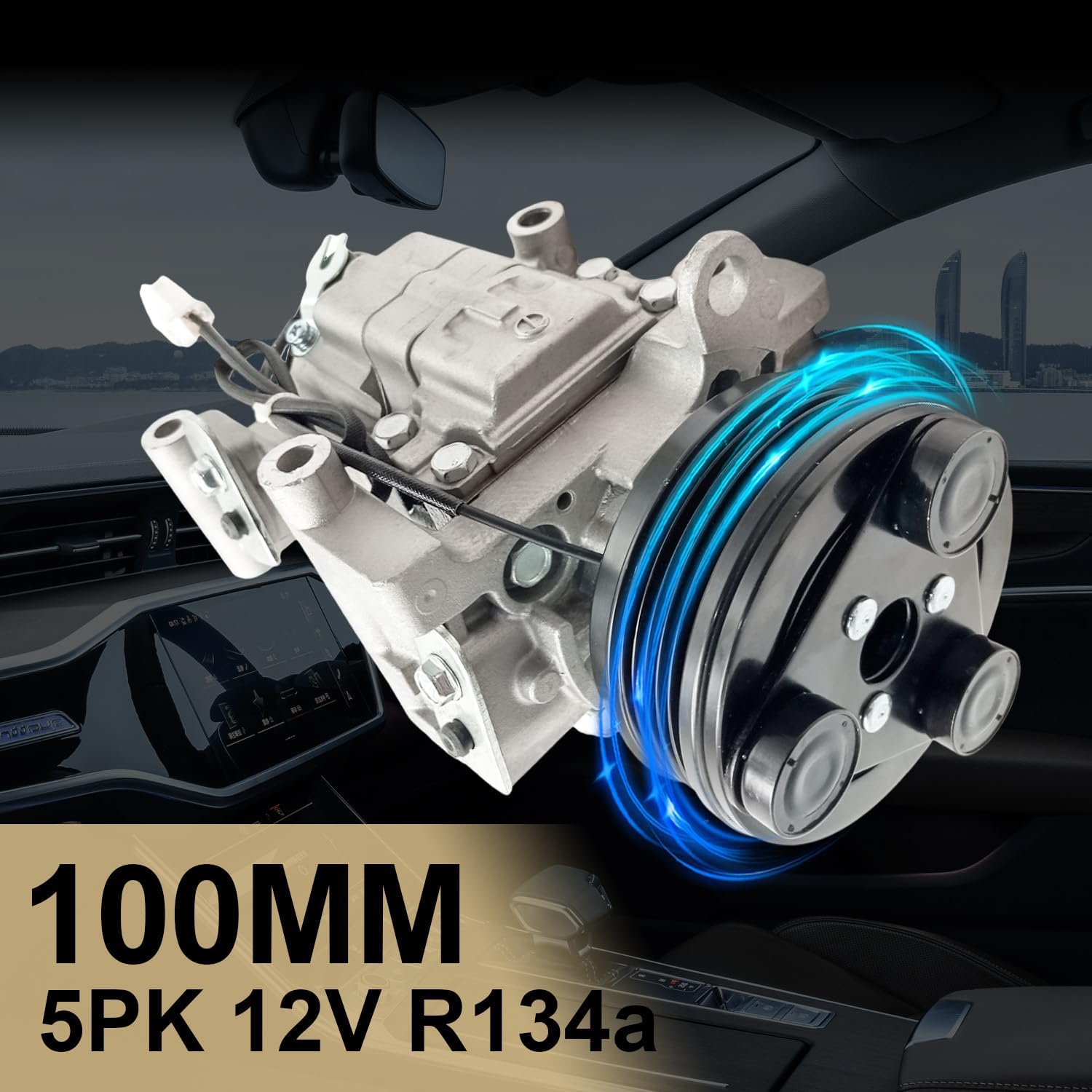 Air Conditioner AC Compressor with Clutch for Mazda 3 2004-2009 2.0L 2.3L, for Mazda 5 2006-2010 2.3L, CO 10759C，Replaces BP4S61K00, CC4361450E