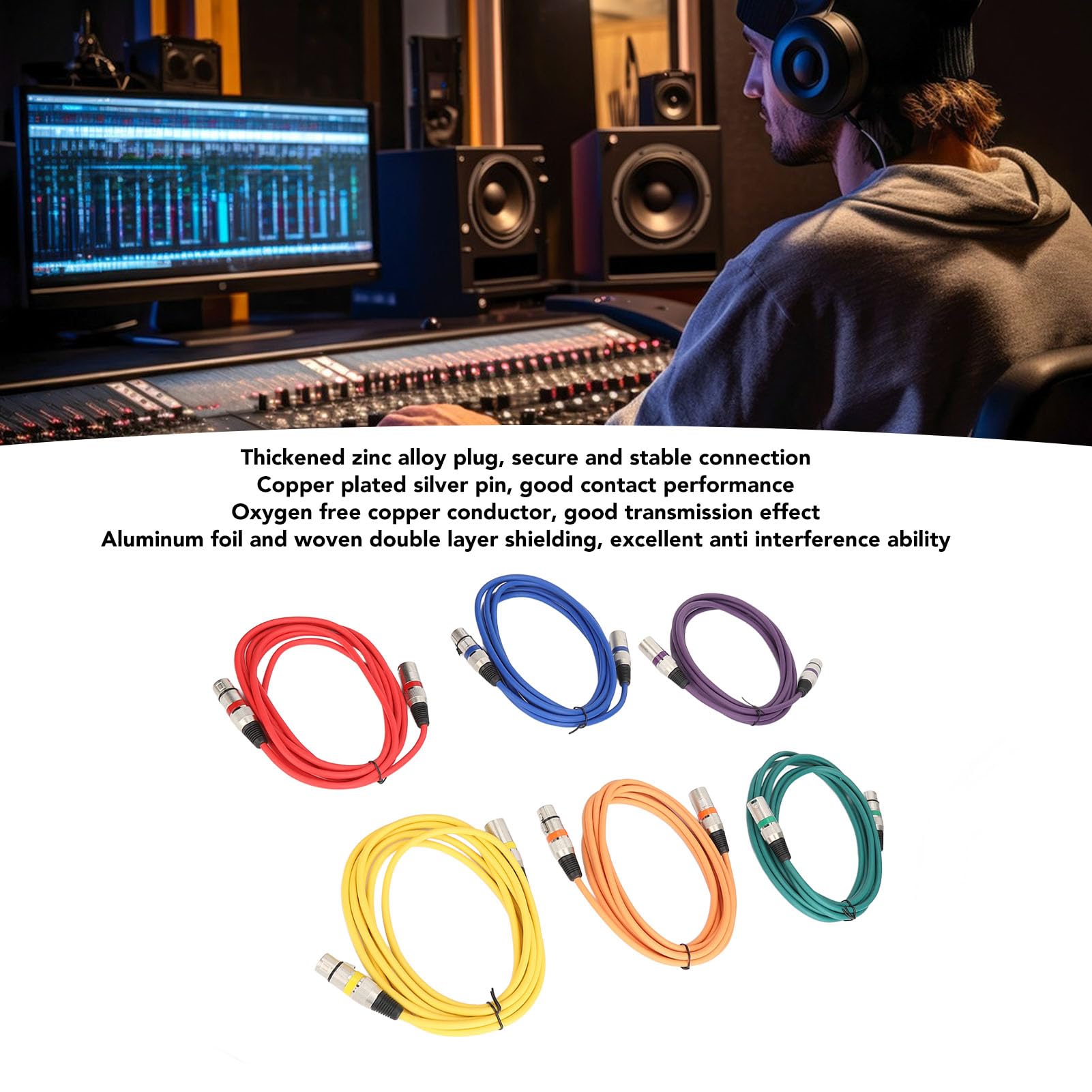 Socobeta Cavo per Microfono XLR Schermatura a Doppio Strato Forte Cavo Anti-interferenza da 10 Piedi per Apparecchiature Audio Professionali