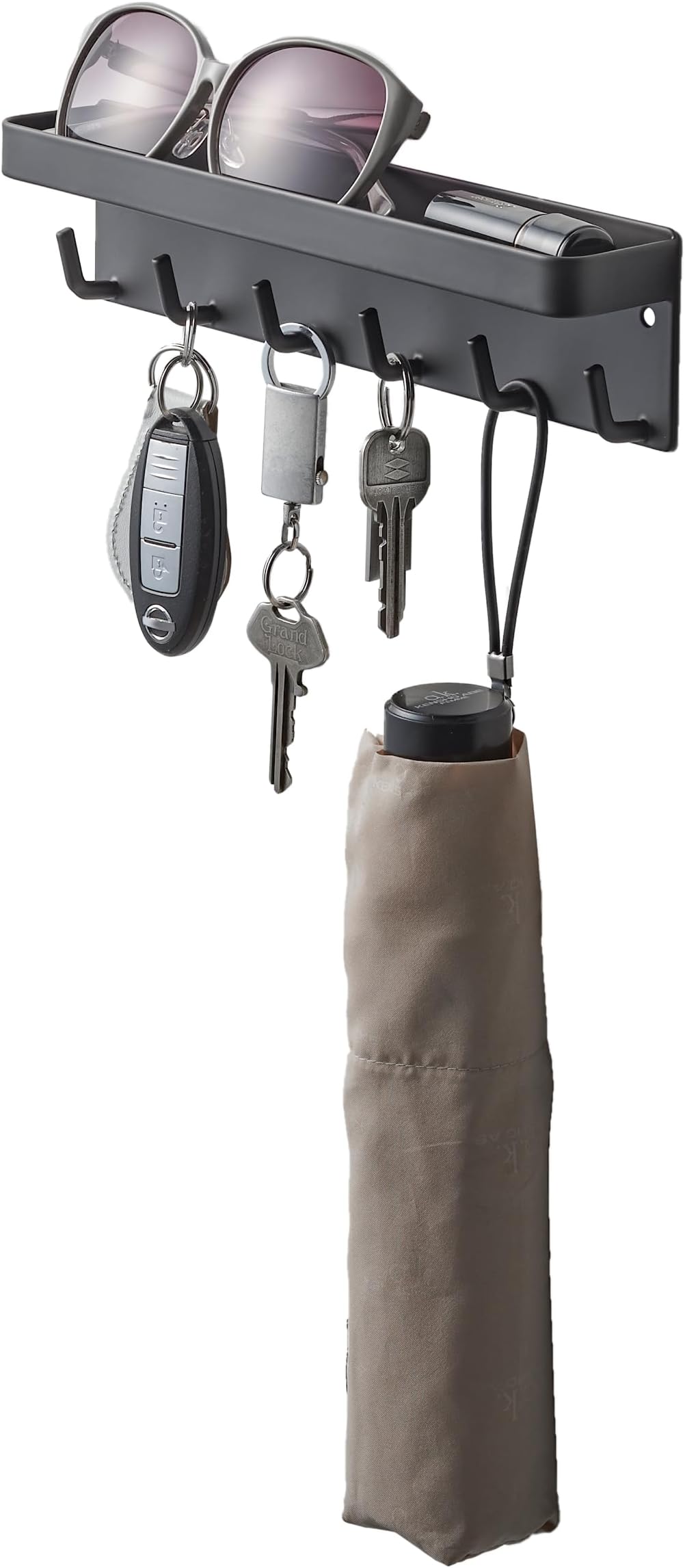 Yamazaki Home 2755 Magnetic Key Rack with Tray, One Size, Black