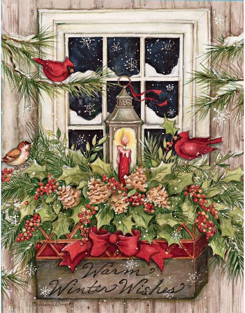 Lang, Window Box Snow Christmas Cards by Susan Winget