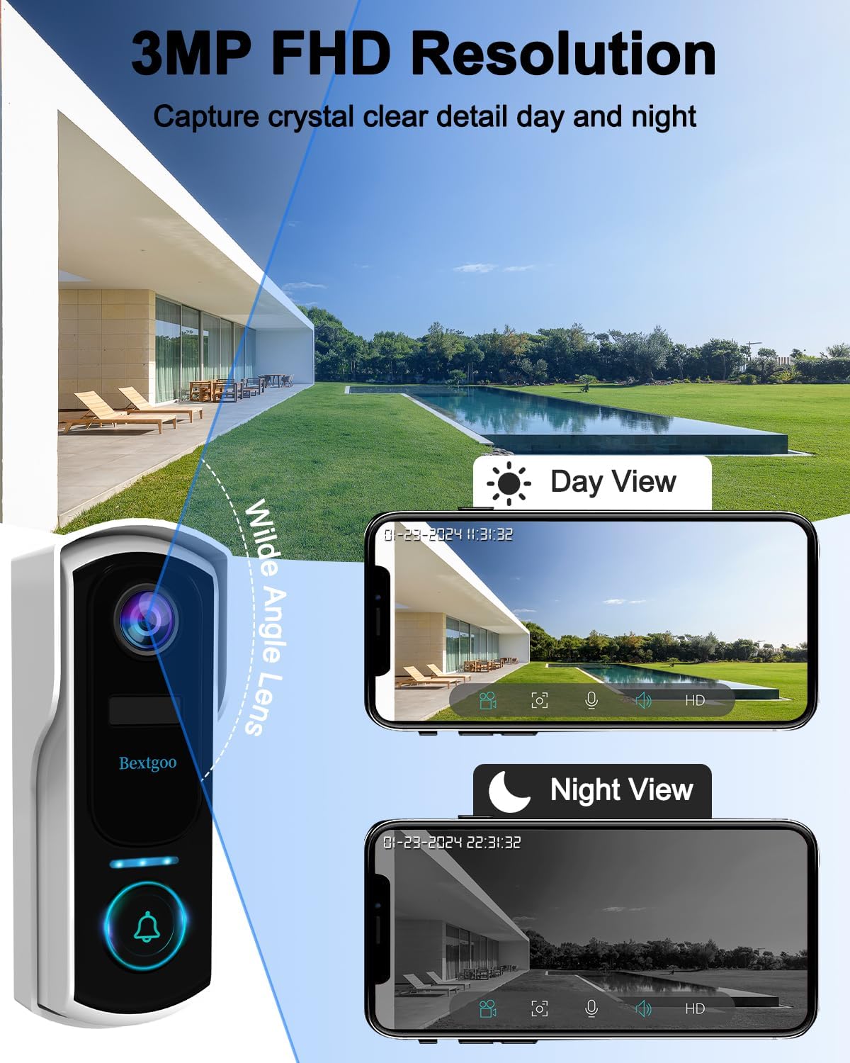 Bextgoo Doorbell Day and Night Vision