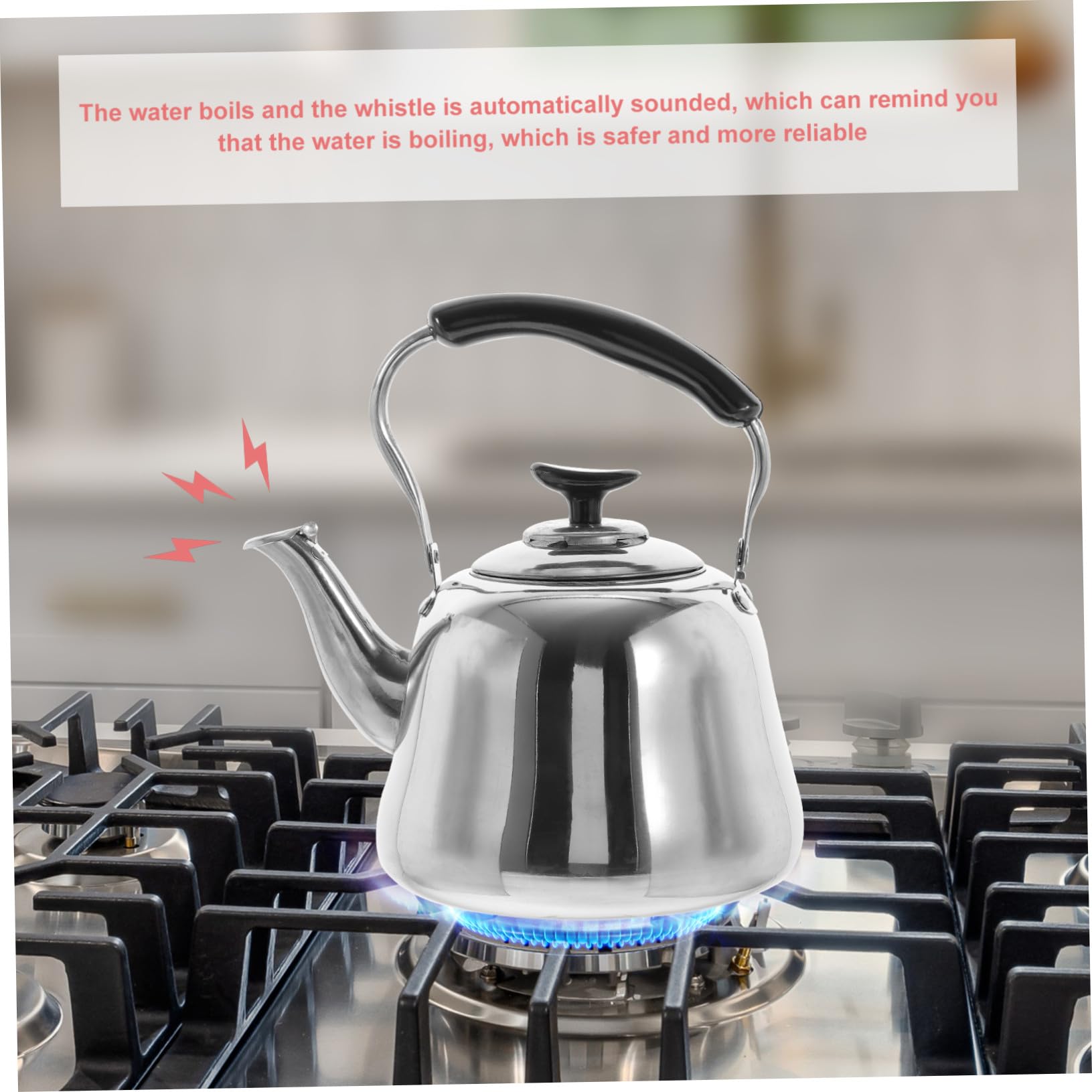 Hervidor Silbante de Acero Inoxidable 2l para Cocina | Mango Antiescaldamiento, Color Plata, Capacidad Doméstica, Uso en Inducción y Estufa