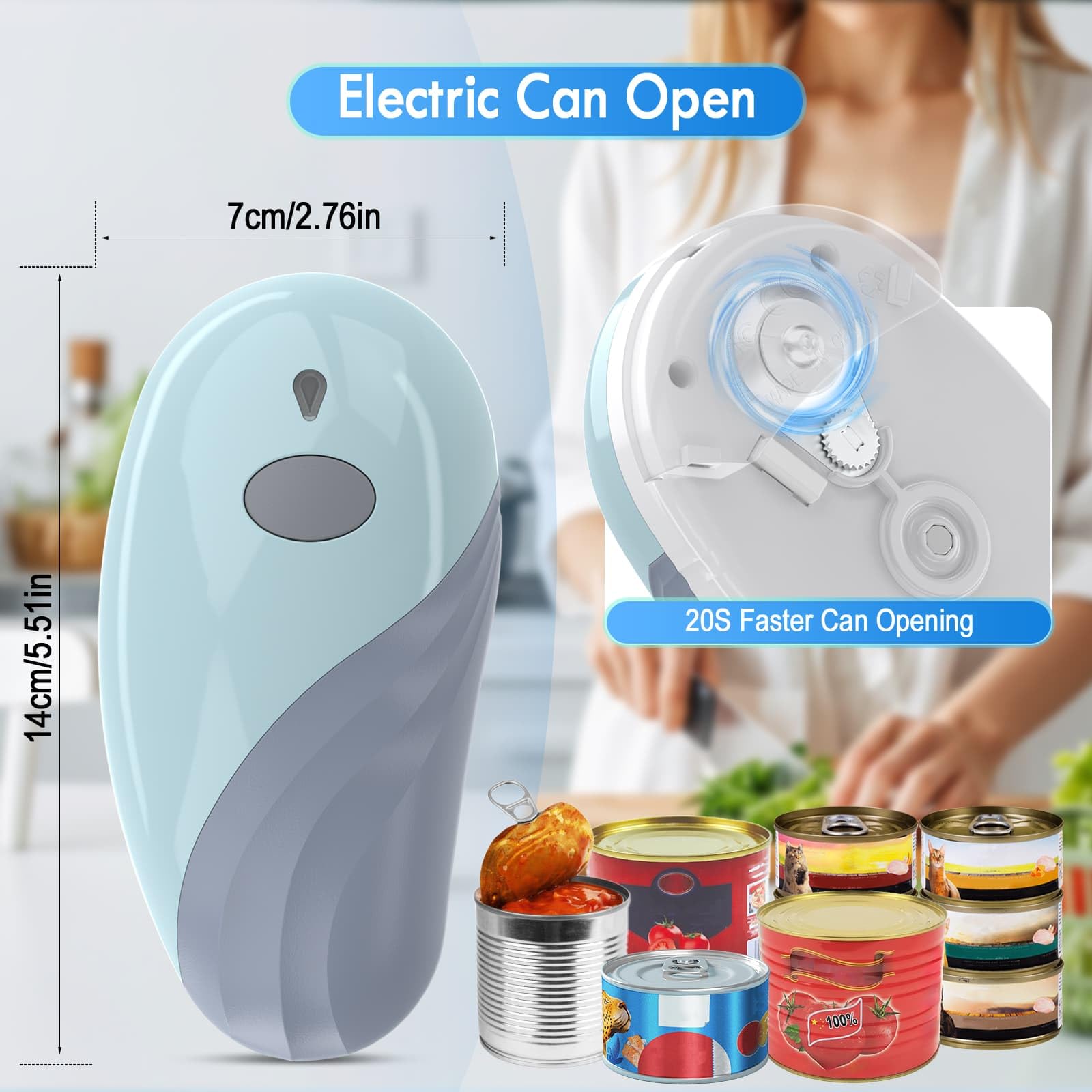 Ouvre-boîte électrique, rechargeable par USB, coupe-boîte automatique à