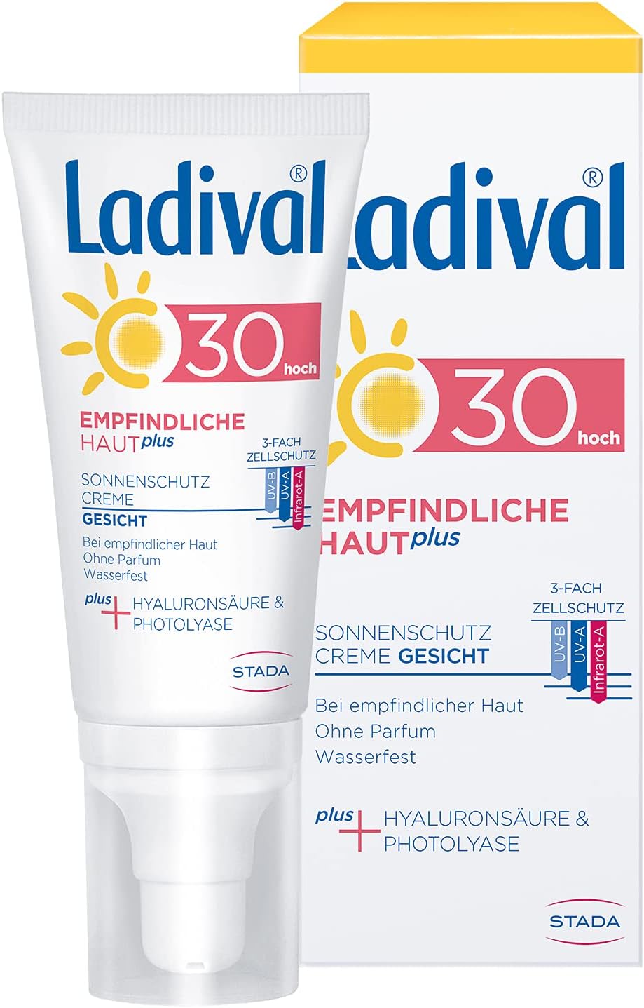 Ladival Gevoelige Skin Plus Zonnebrandcrème voor het gezicht, SPF 30, parfumvrije zonnecrème zonder kleurstoffen en conserveringsmiddelen, waterbestendig, 50 ml