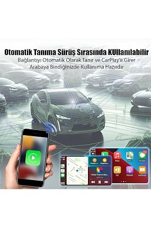 Apple Iphone Carplay Uyumlu Kablosuz Bağlantı Adaptörü Araç Bluetooth Kablolu Carplay Kablosuz Çevirici
