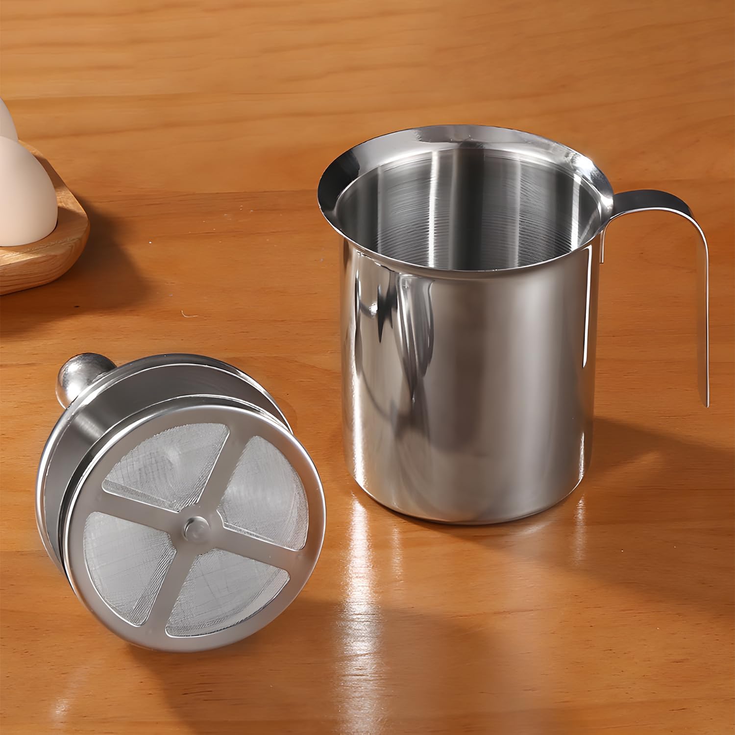 Manual Milk Frother, 27oz/800ml Stainless Steel Hand Pump Milk Frother with Double Layer Filter and Lid, Handheld Milk Foamer for Coffee, Latte, Cappuccino, Frappe, Matcha, Hot Chocolate