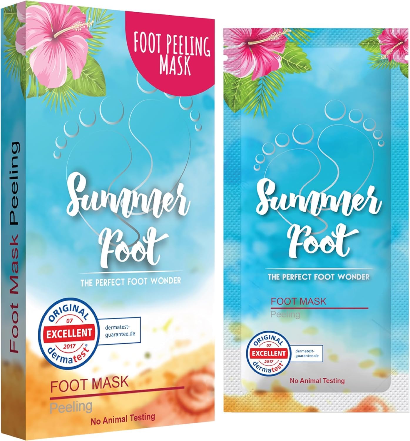 Summer Foot - Foot Peel Mask (1 Pair) - Dermatologically Tested in Germany - Exfoliating Foot Peel Mask for Soft Feet with Natural Extracts - Women mask
