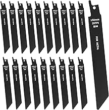 20 Pcs Reciprocating Saw Blade 150mm 18 TPI Cutting Saw Blades Bi-Metal Sabre Saw Blades for Metal Wood Plastic Hardwood