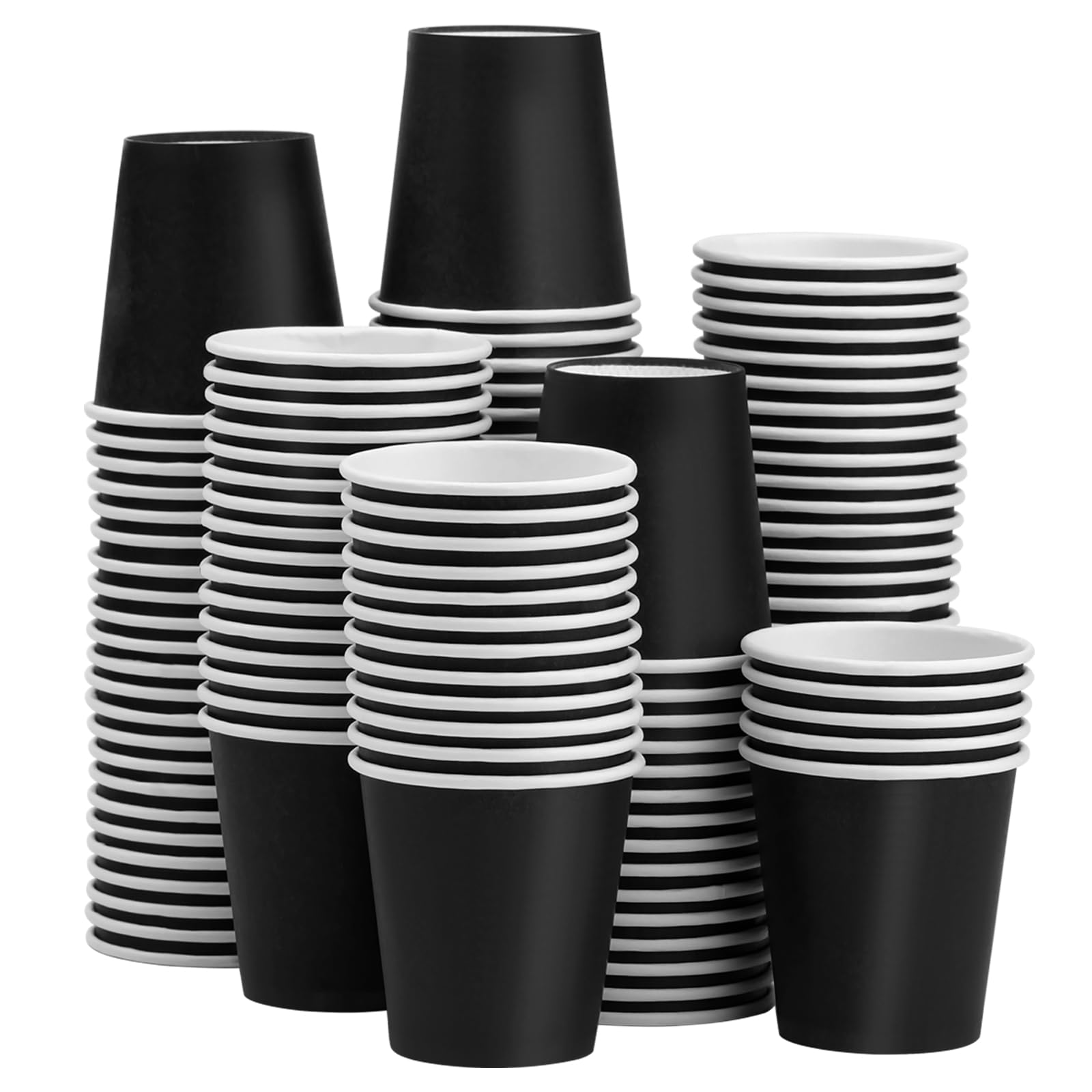 Iuuidu 3 OZ Paper Cups, 100 Pack Black Bathroom Paper Cups, 3 OZ Mouthwash Cups Small Paper Cups, Bath Paper Cups Rinse Cups for Home, Office, Wedding, Travel