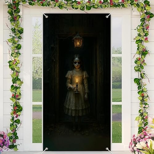 BlissYard Halloween Door Cover 71x35 Inch Front Porch Door Banner