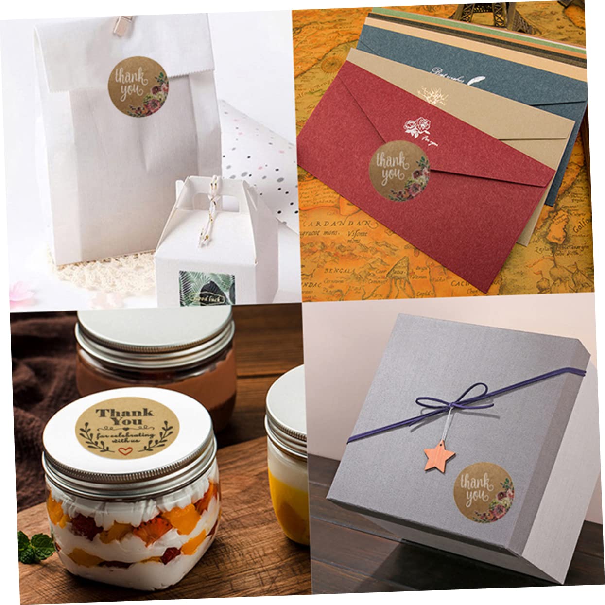 Tofficu 3 Set Di Etichette Riutilizzabili Per Sacchetti Di Caramelle Adesivi in ​​rotolo Con Motivo Floreale Adesivi Con Lettere Per Buste Da Forno 500 Pezzi * 3