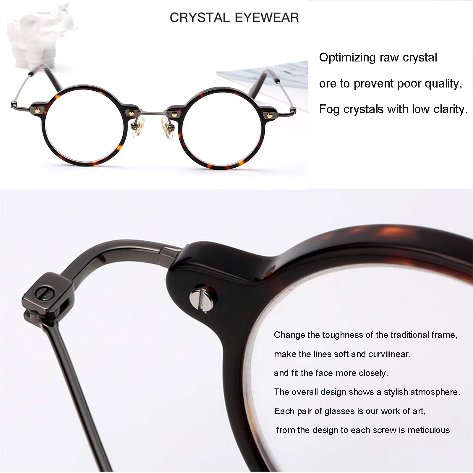 Occhiali da Lettura di Cristallo Vintage Lettura Custodia Inclusa Incluso Ad Alta Definizione Anti-Blue Light Eye Protection, retrò Piccola Progettazione del Telaio Rotondo,+2.5