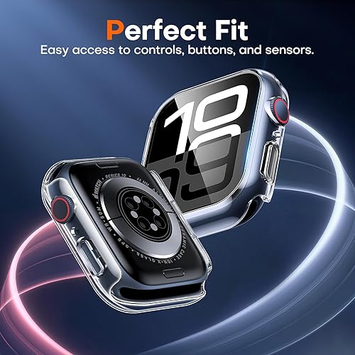 Miniatura 46 de Carcasas Tauri rígida, 2 unidades compatibles con Apple Watch SE Series 6, 5, 4, vidrio templado de dureza 9H integrado, delgada, a prueba