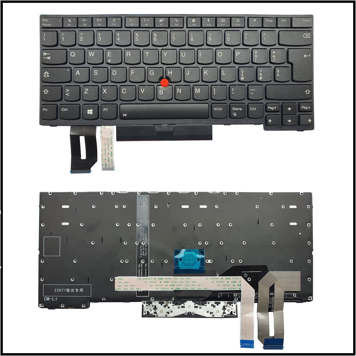 Generico Tastiera Italiana per Lenovo THINKPAD T495 20NJ 20NK Nera Frame RETROILLUMINATA
