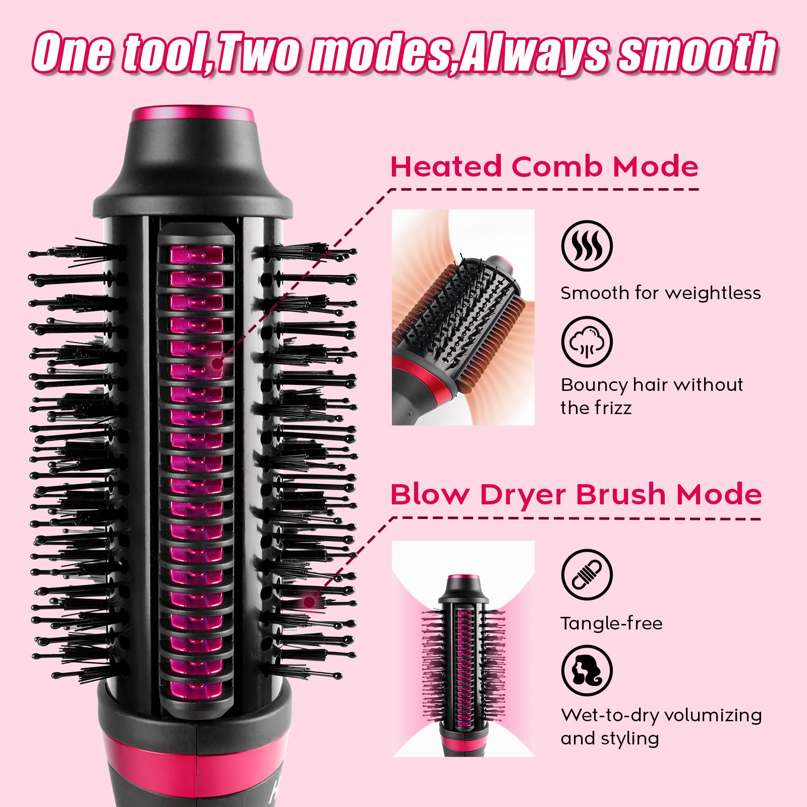 Amazon.com : Harael Blow Hair Dryer Brush in One, 4 in 1 for  display picture 3
