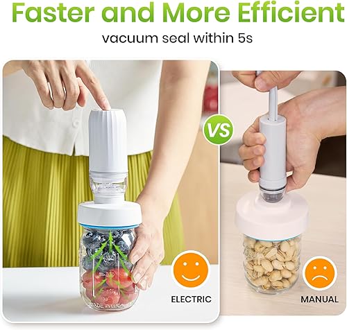 Miniatura 5 de Morpilot - Sellador al vacío para frascos, kit eléctrico de sellador de tarros Mason para conservar alimentos para boca ancha y regular, compatible