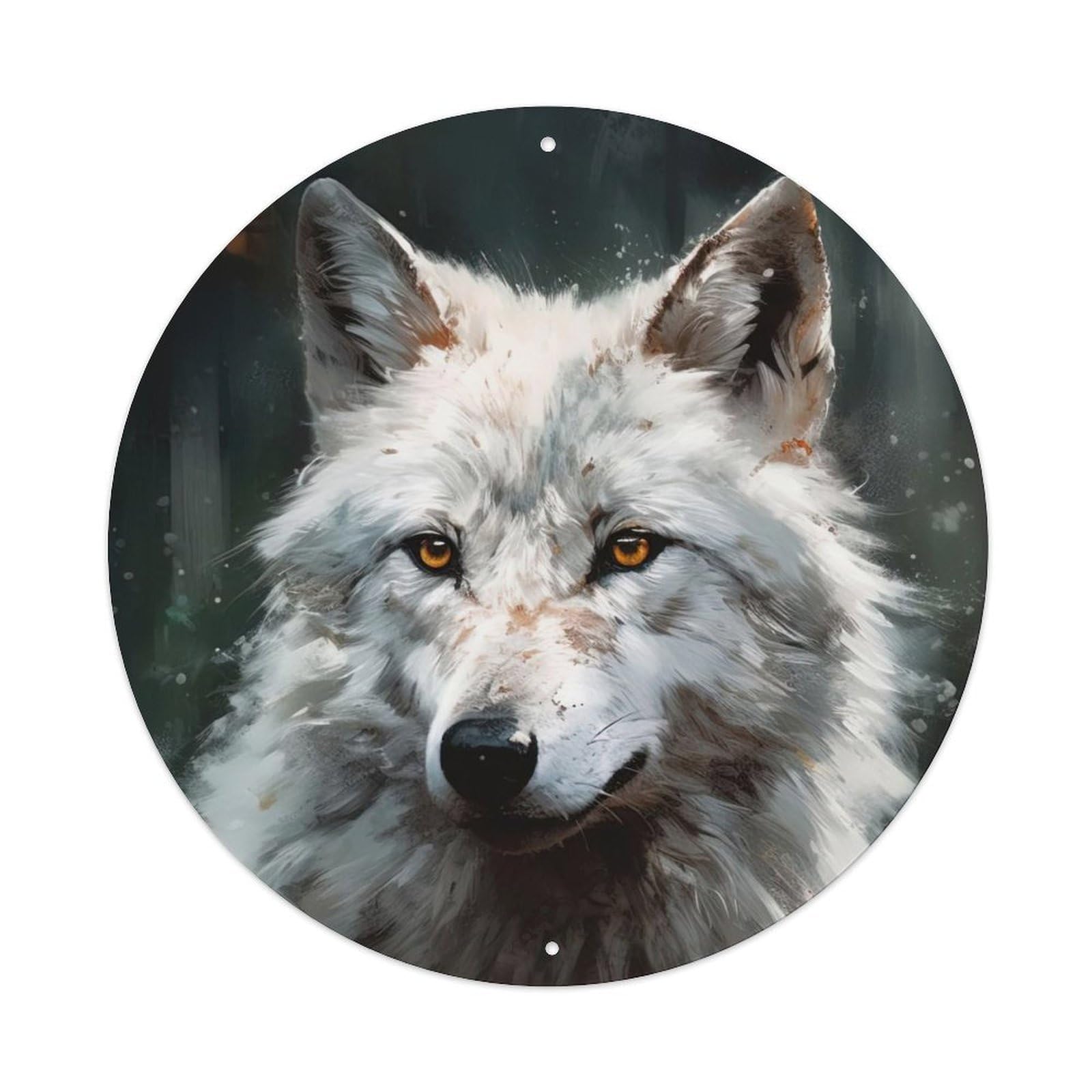 Cwbufd Vintage Style Animal Arctic Wolf Wildlife Portrait Snow Forest Amber Eyes Vintage Metal Tin Sign Plaque Wall Decor For Cafe, Club Bar, Office, Garden Metal Poster 8X8inch