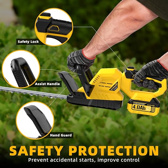 21-in 21V Cordless Battery Powered Electric Hedge Trimmer Yellow