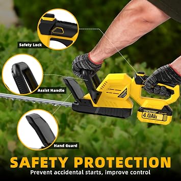 21-in 21V Cordless Battery Powered Electric Hedge Trimmer Yellow