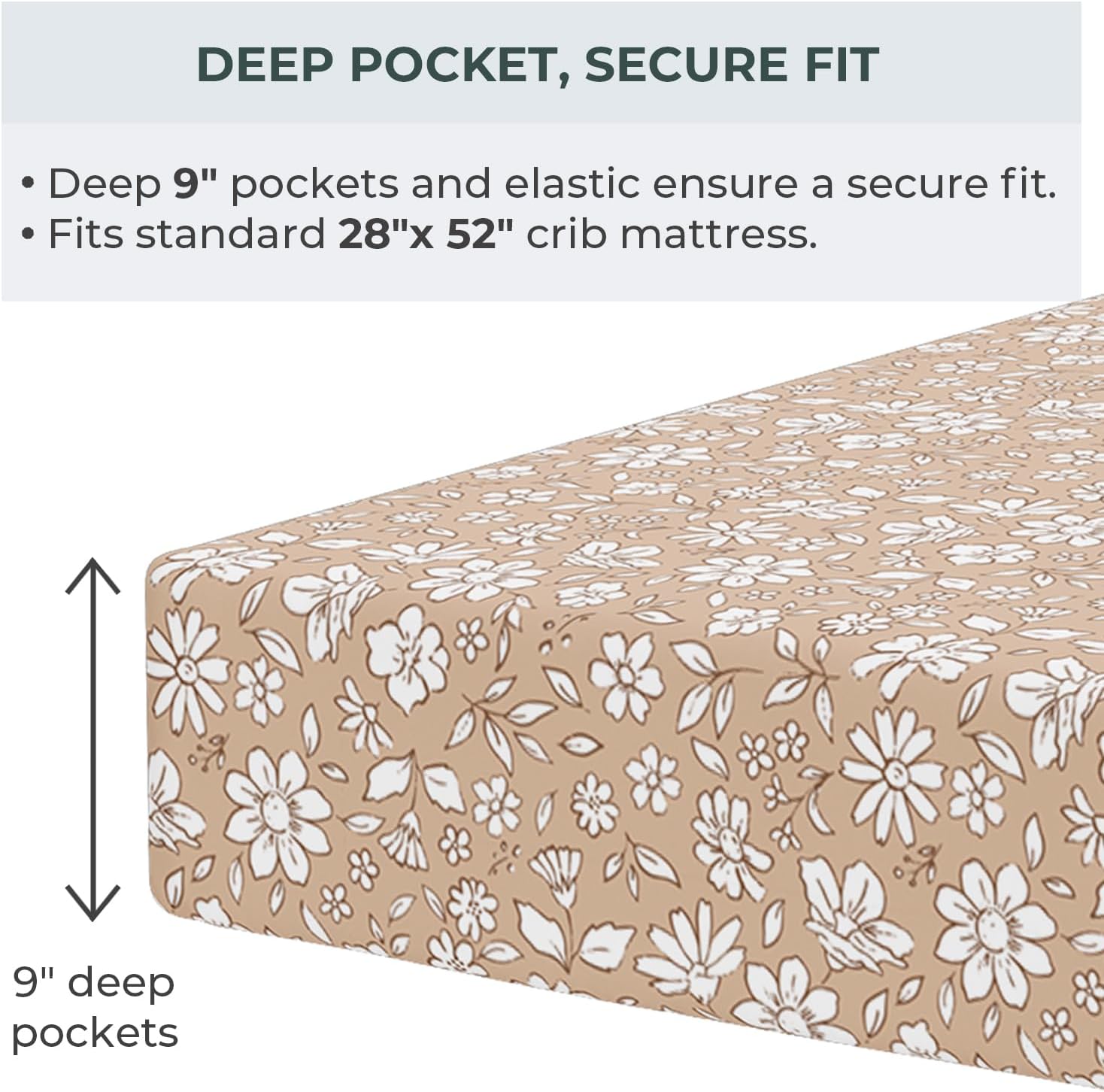 Pobibaby – 2 Pack Crib Sheets Girl, Premium Fitted Baby Crib Sheets for Standard Mattress – Ultra-Soft Jersey Knit, Safe and Snug, Stylish Floral Design (Meadow)