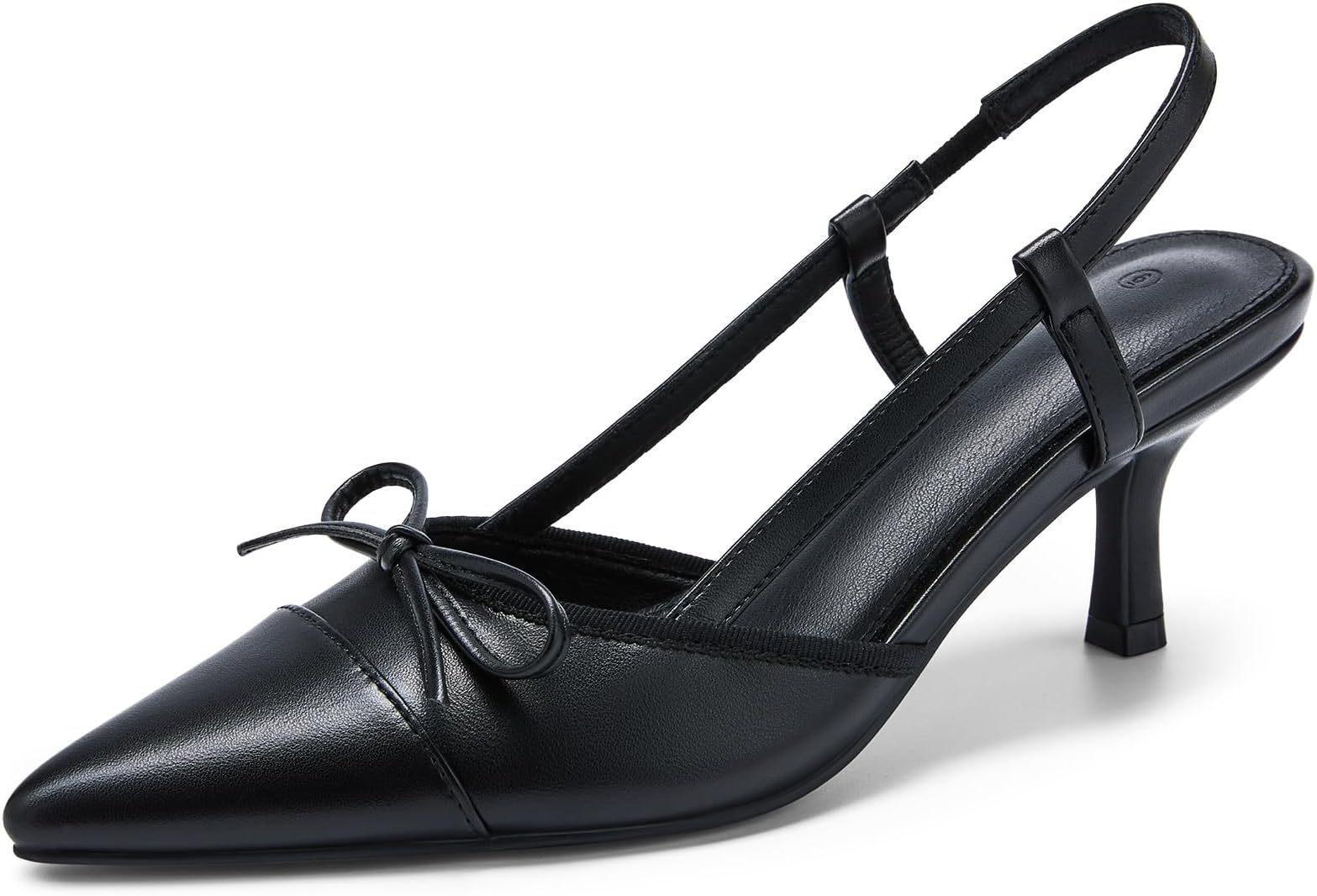 Women‘s Bow Tie Slingback Pumps Pointed Toe Kitten Low Heel Patchwork Dress Heeled Sandals