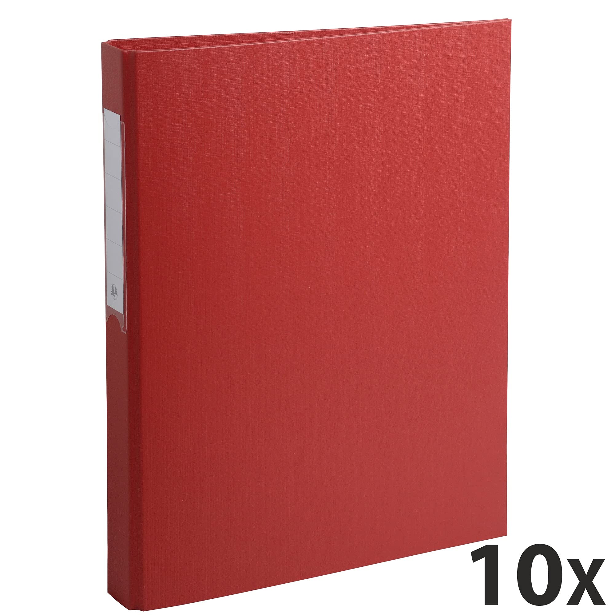 Exacompta 54385E 10er Pack Ringbücher 2 Ringe Füllhöhe 25mm, Rücken 40mm, aufgeklebtes Rückenschild, für DIN A4 Kunststoffbezug aussen und innen, rot