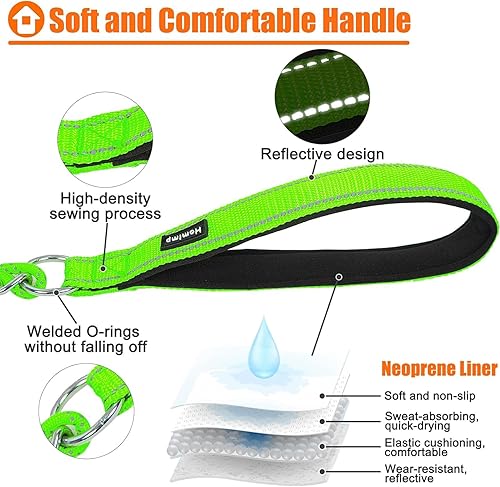 Miniatura 5 de HOMIMP Correa de cadena para perro, correa de metal reflectante a prueba de mordidas para perros grandes de 6 pies y mango acolchado cómodo, suave,