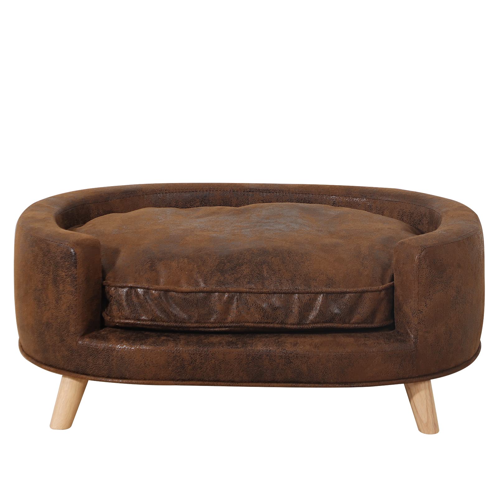 Dog Sofas and Chairs for Small Pet/Cat Sofa Beds with High-end Tech Fabric/Ovel Wooden Frame Pet Sofa Couch/Dog Sofa Bed for Small Dog Rest Using (coffee)