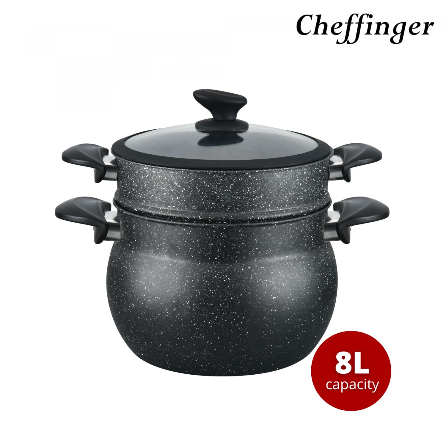 Cheffinger - Kitchen & Tableware - Pots - Best Selling Products - Cheffinger CF-COUS8: 8L Marble Coated Steam Cooker Couscous Pot
