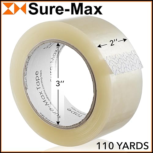 Miniatura 3 de Sure-Max - Cinta de embalaje de cartón (6.6 ft, 360.9 ft), transparente