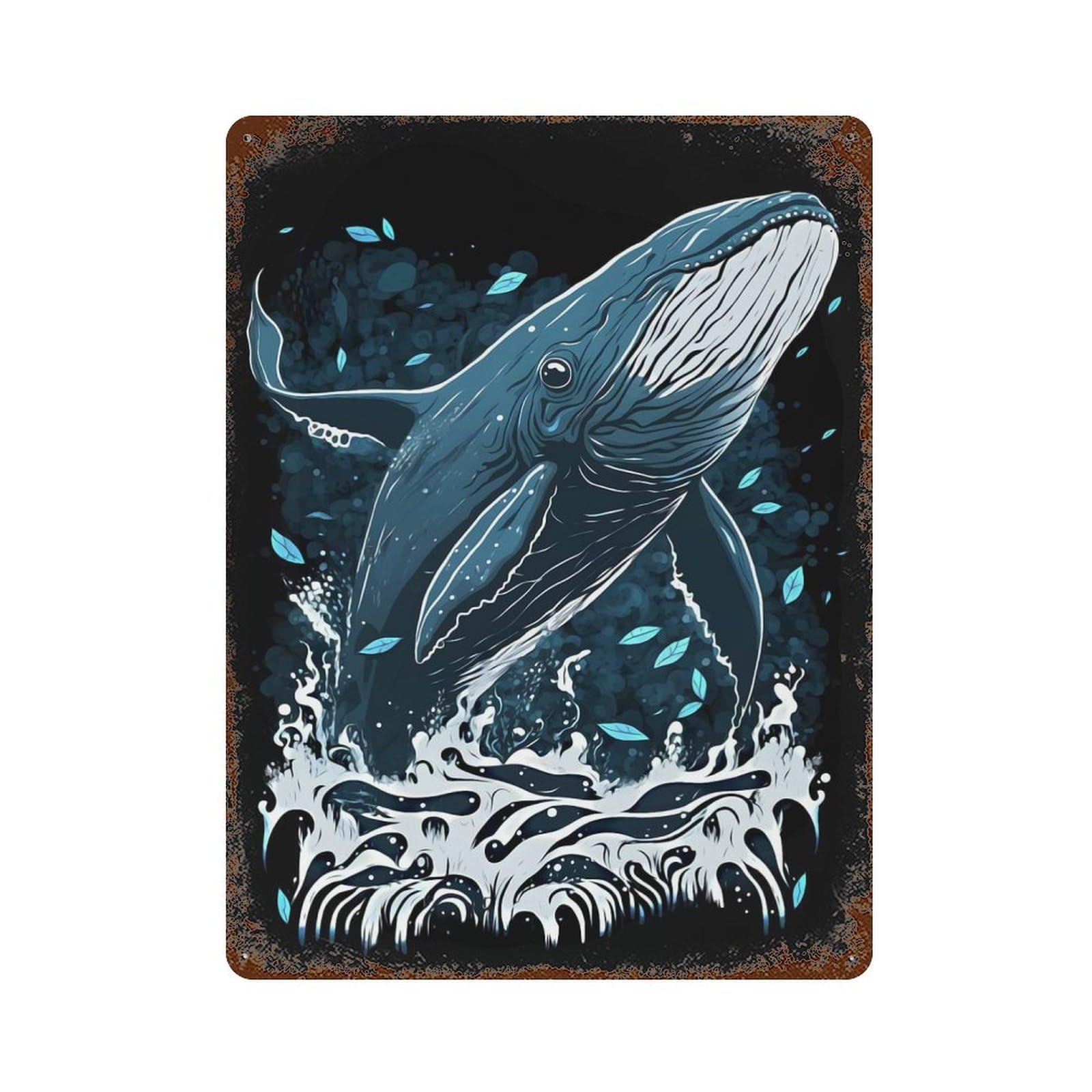 The Majesty of The Ocean Rusty Metal Tin Sign 15.7"x11.8", Classic Wall Plaque for Pub, Kitchen And Man Cave Decor