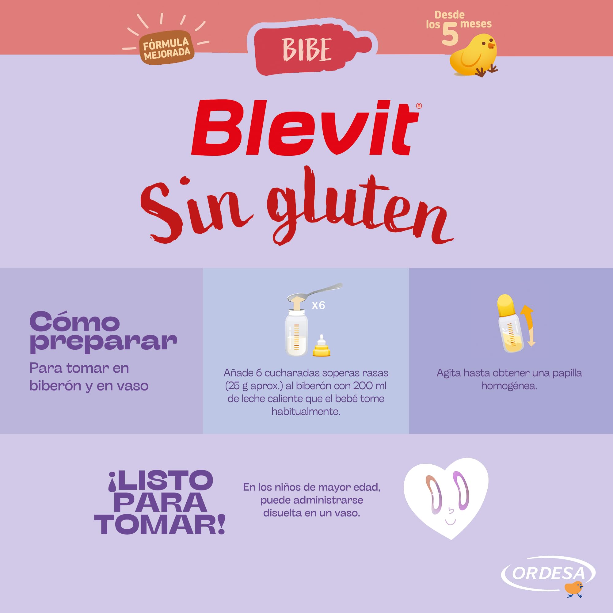 Blevit Bibe Sin gluten | 500g | Papilla para Bebé desde los 4 Meses con 95% de Cereales - 14 Vitaminas y Minerales