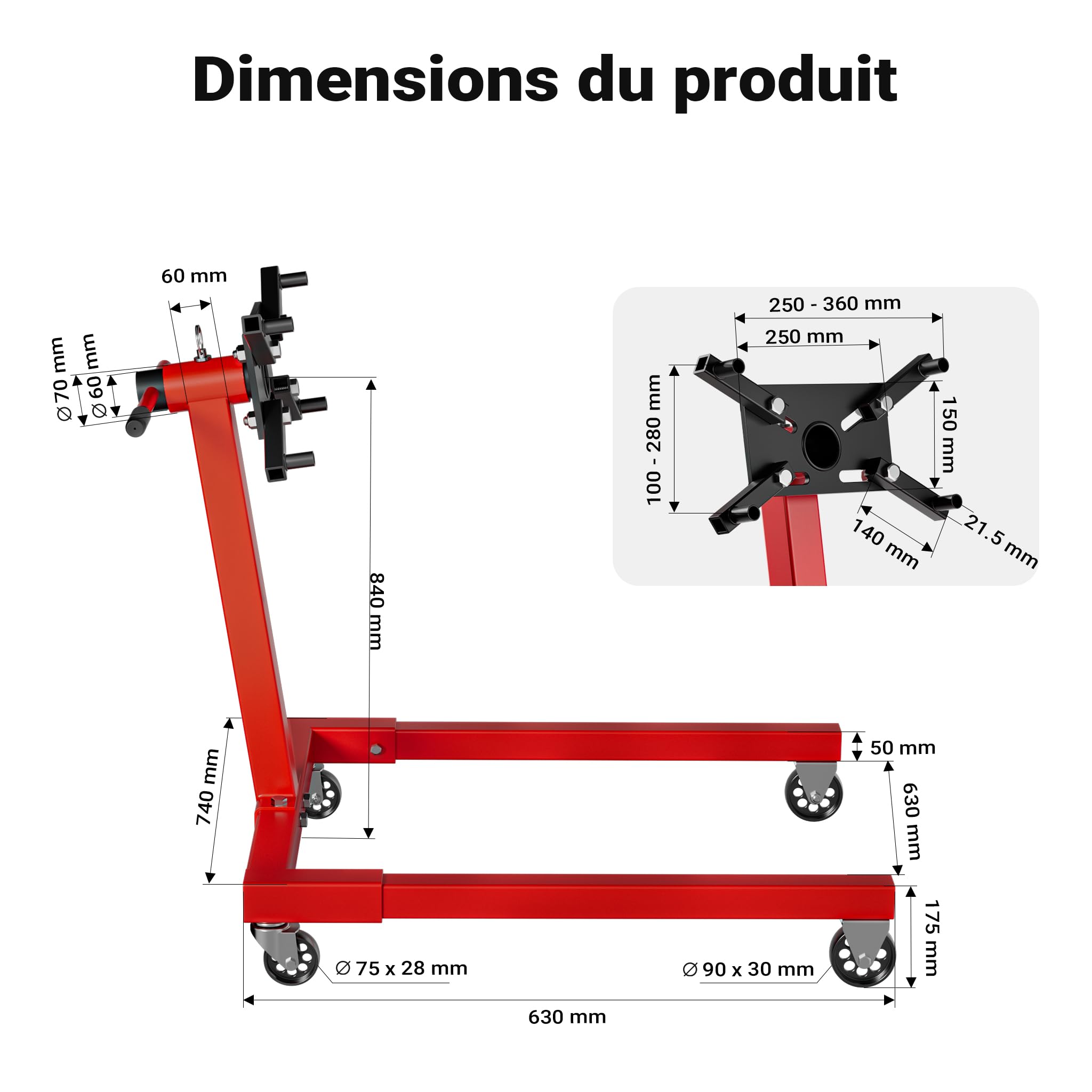 Support moteur Levage moteur Support à griffes 570kg