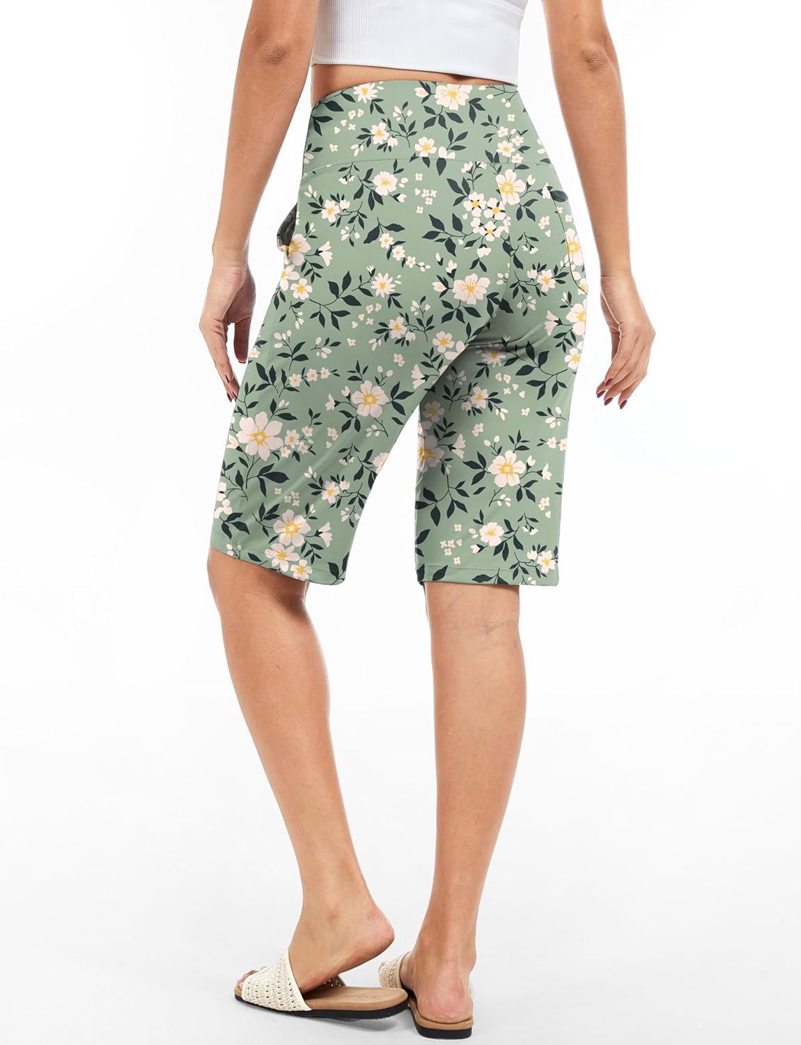 Blouty Women's 12" Bermuda Long Shorts Knee Length with Pockets High Waisted Stretch Shorts for Women Summer Walking - Image 2