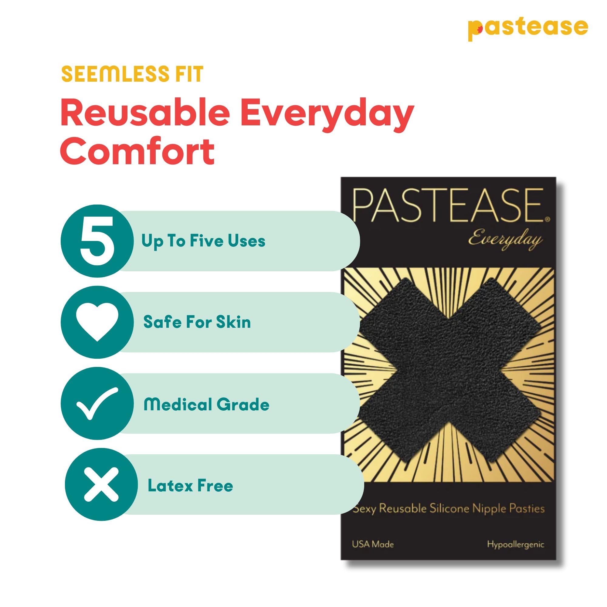 PASTEASE Everyday Reusable Breast Petals Pasties | Silicone Self Adhesive | Waterproof | Comfortable Breast Concealer